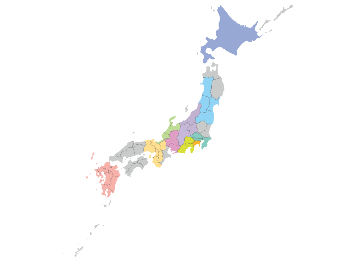 日本地図と店舗所在地